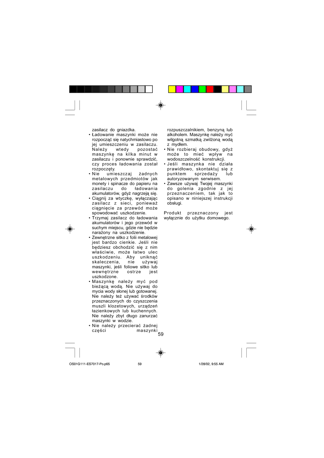 Panasonic operating instructions OS01G111-ES7017-Po.p65 28/02, 955 AM 