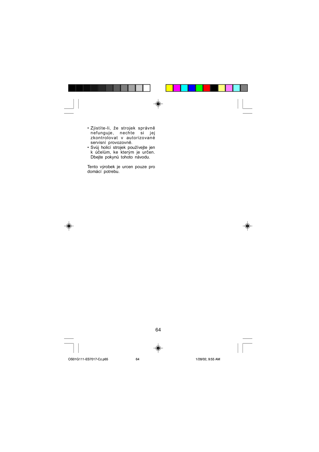 Panasonic operating instructions OS01G111-ES7017-Cz.p65 28/02, 955 AM 