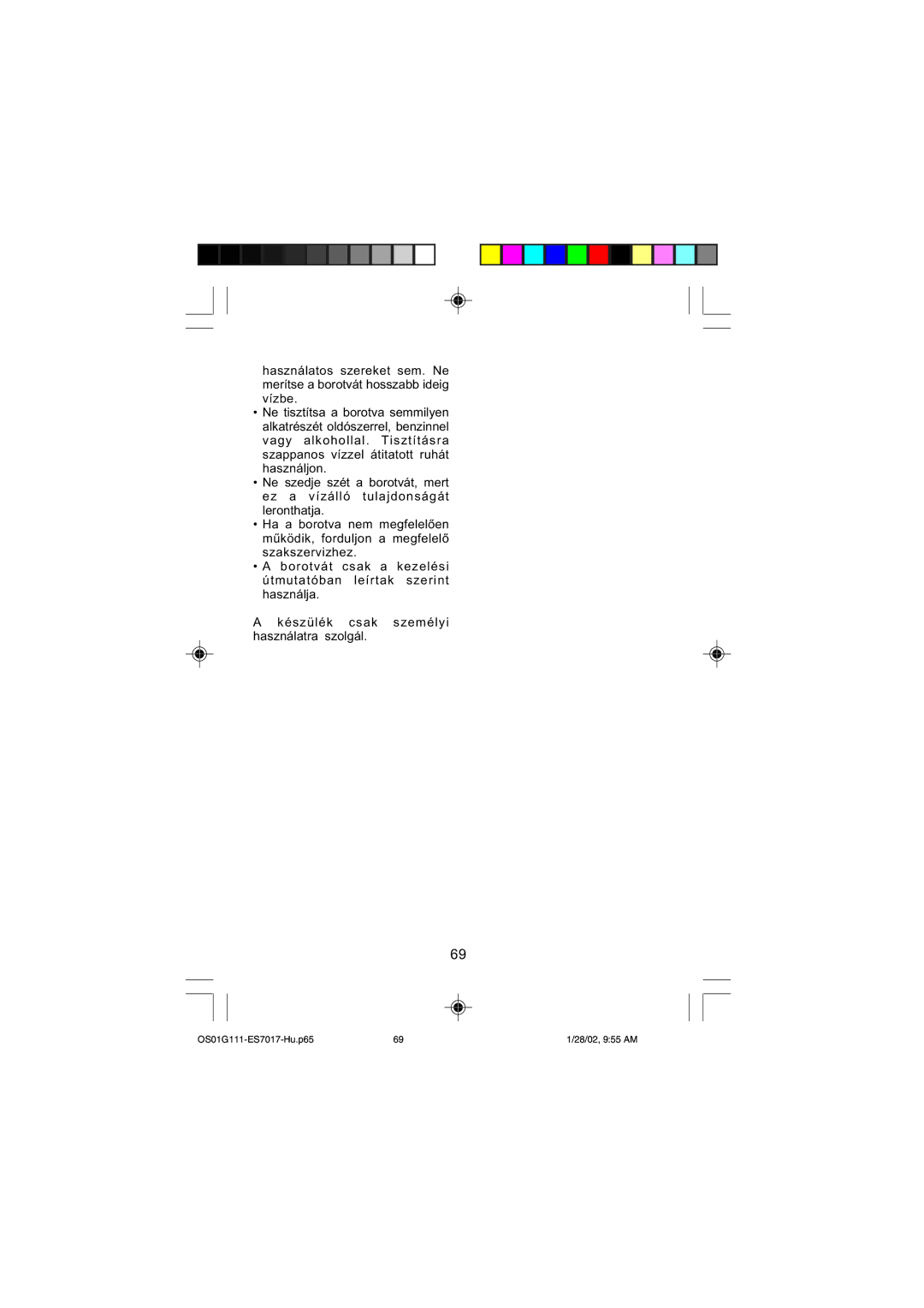 Panasonic operating instructions OS01G111-ES7017-Hu.p65 28/02, 955 AM 