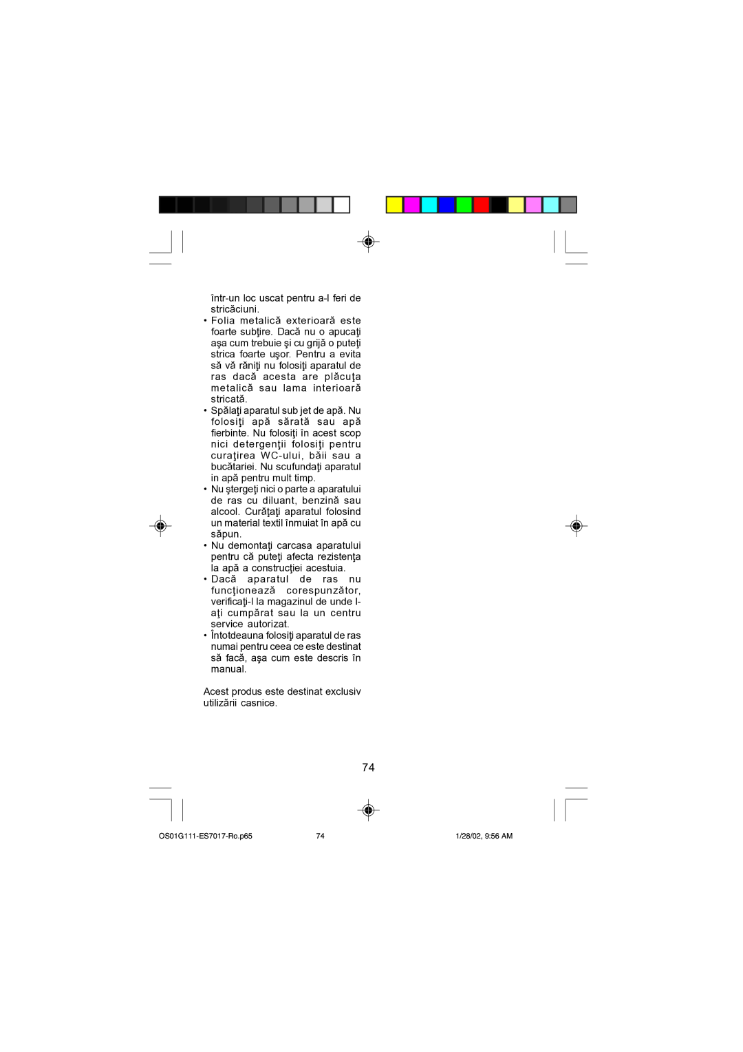 Panasonic operating instructions OS01G111-ES7017-Ro.p65 28/02, 956 AM 