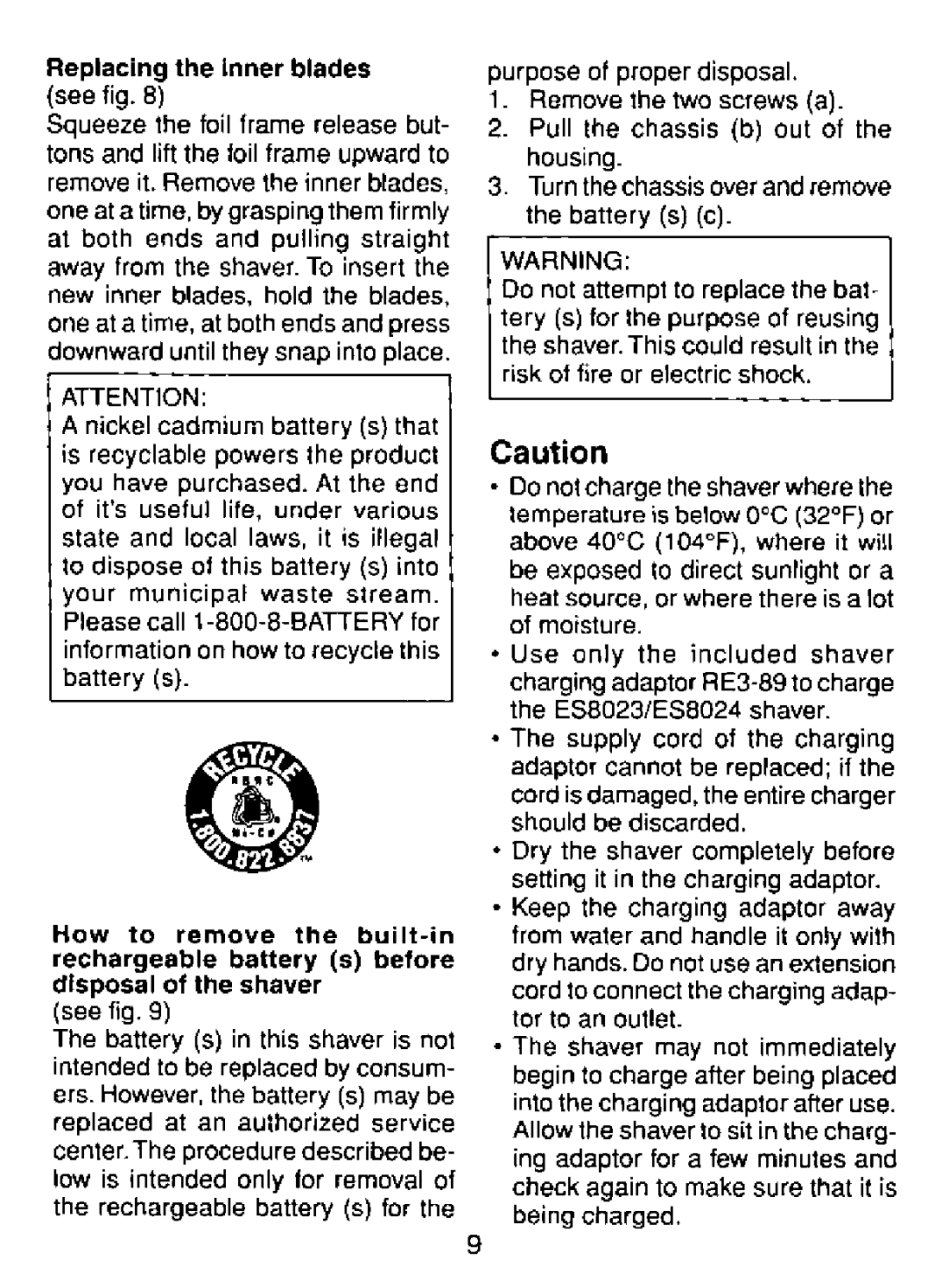 Panasonic ES8024, ES8023 manual 