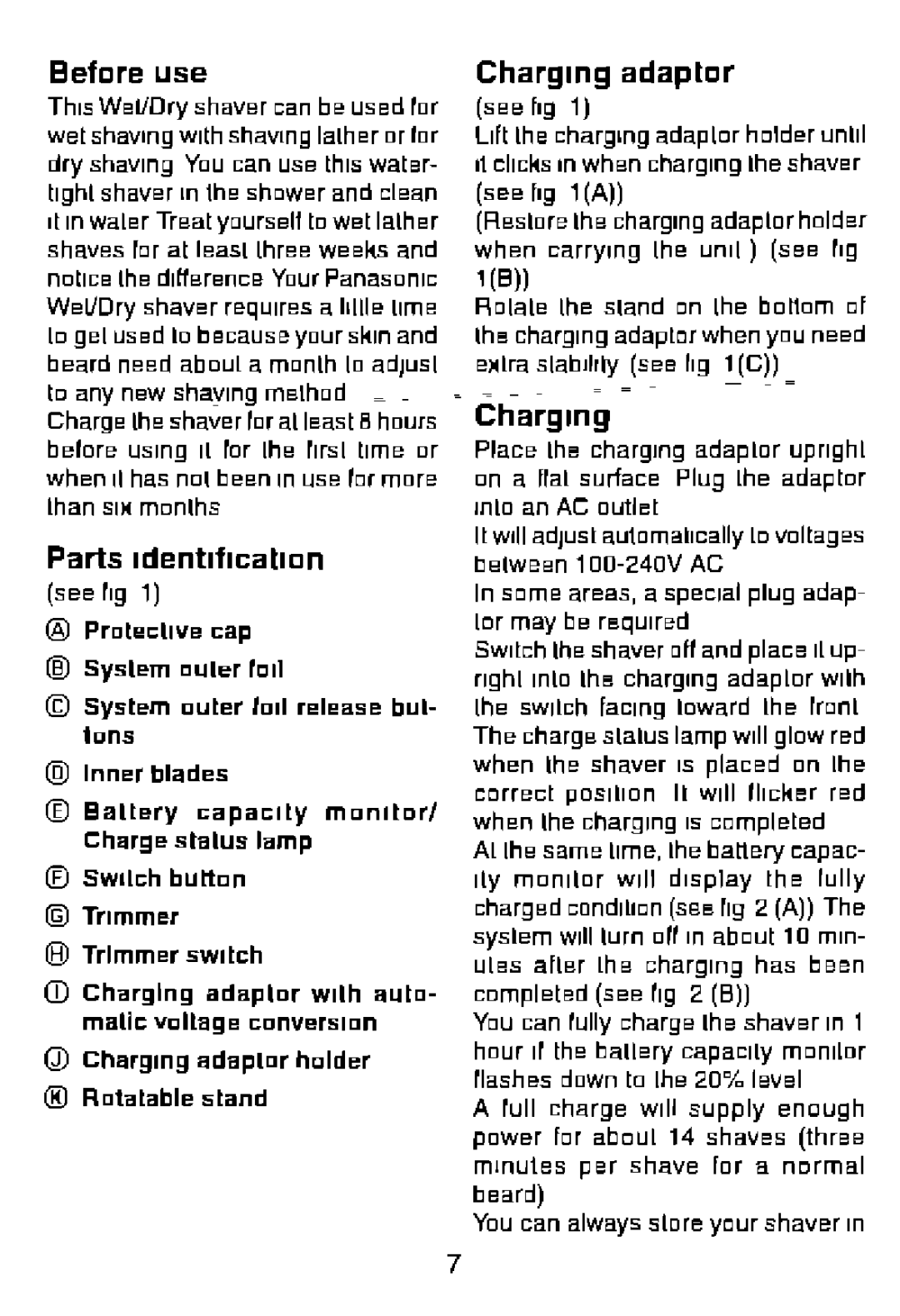 Panasonic ES8056 manual 