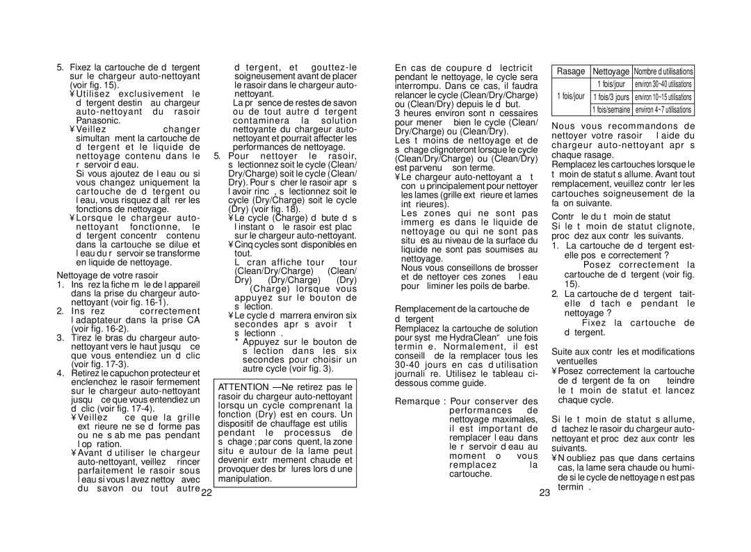 Panasonic ES8078 Nettoyage de votre rasoir, Remplacement de la cartouche de détergent, Contrôle du témoin de statut 