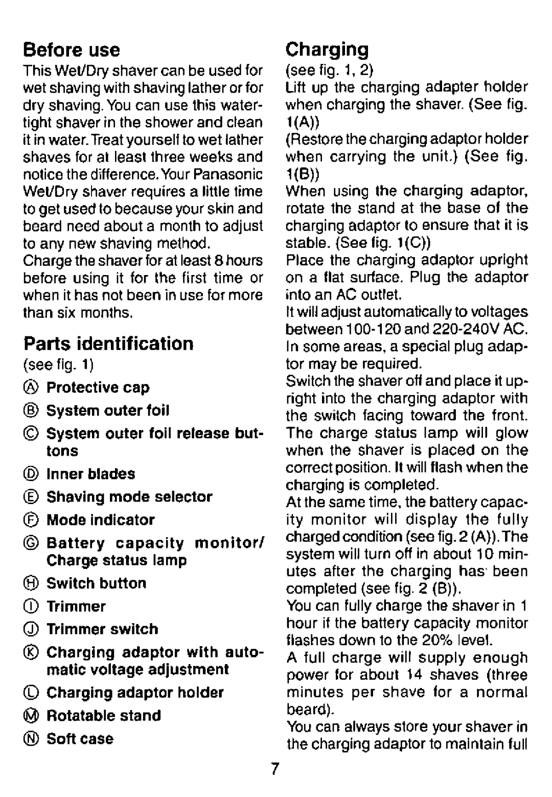 Panasonic ES8080 manual 