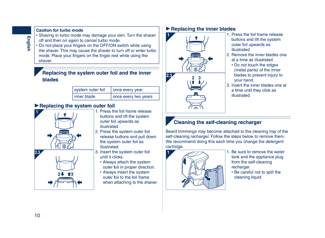 Panasonic ES8109 Replacing the system outer foil and the inner blades, 1Replacing the system outer foil 