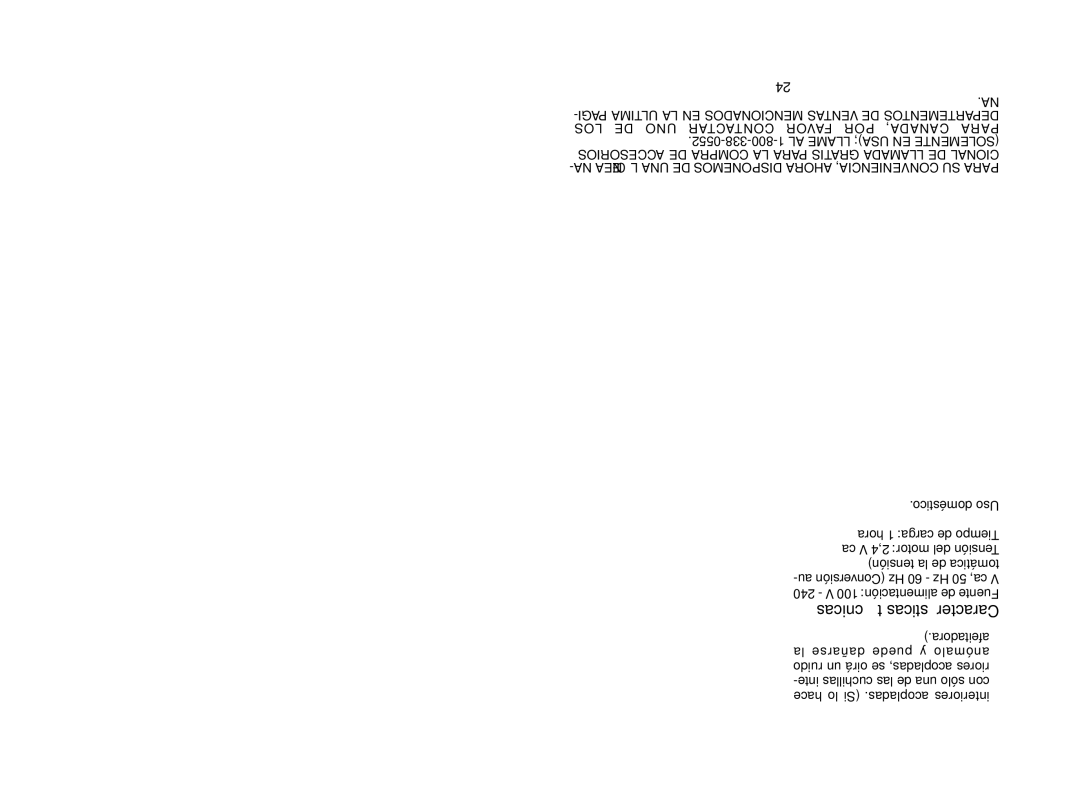 Panasonic ES8152, ES8151 operating instructions Características técnicas 