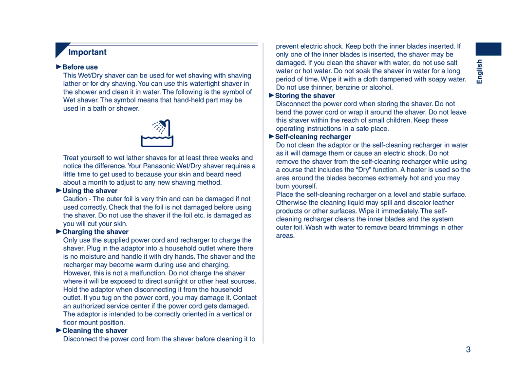 Panasonic ES8228 operating instructions Before use 