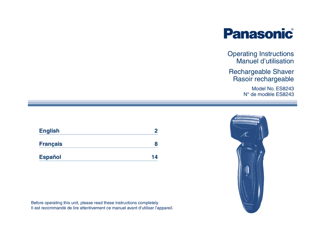 Panasonic ES8243A operating instructions English Français Español 