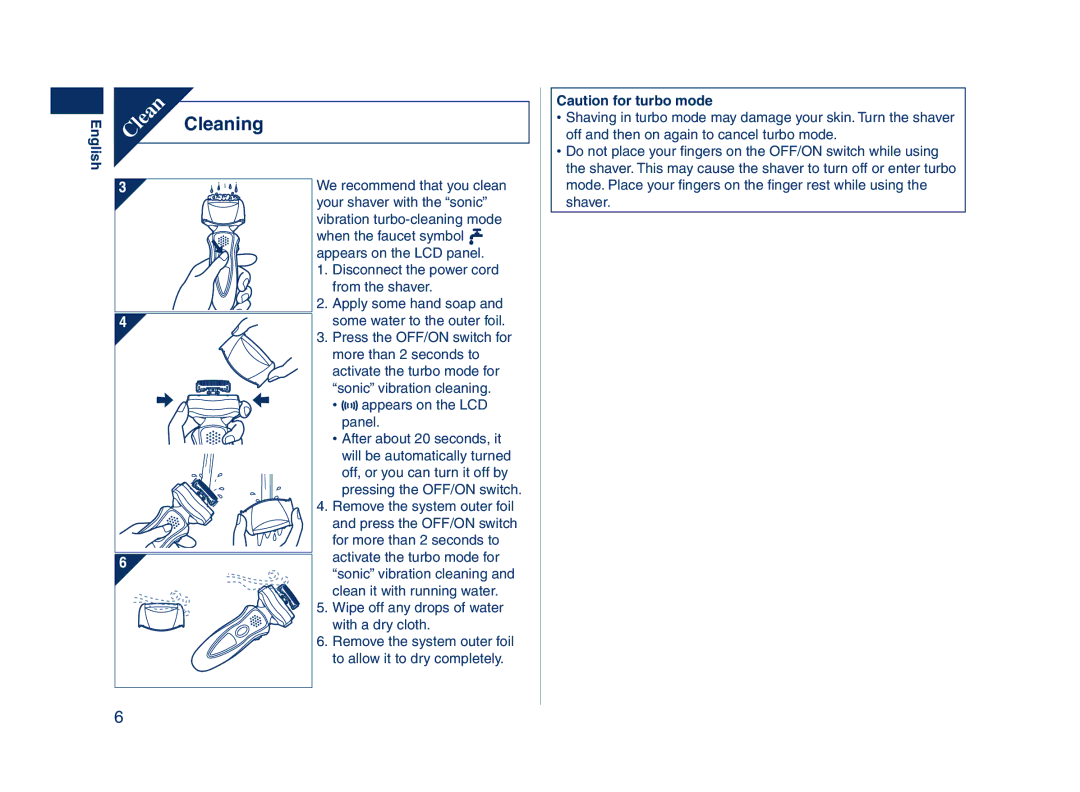 Panasonic ES8243A operating instructions Cleaning 