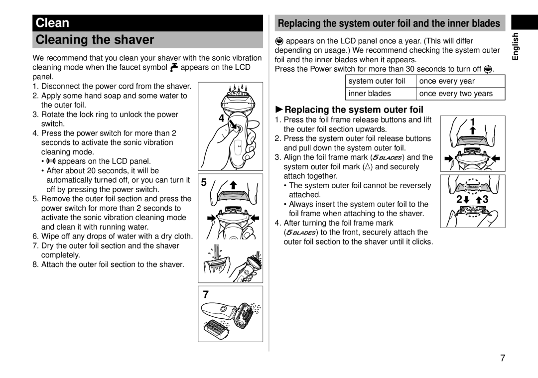 Panasonic ESLV61 operating instructions Clean 