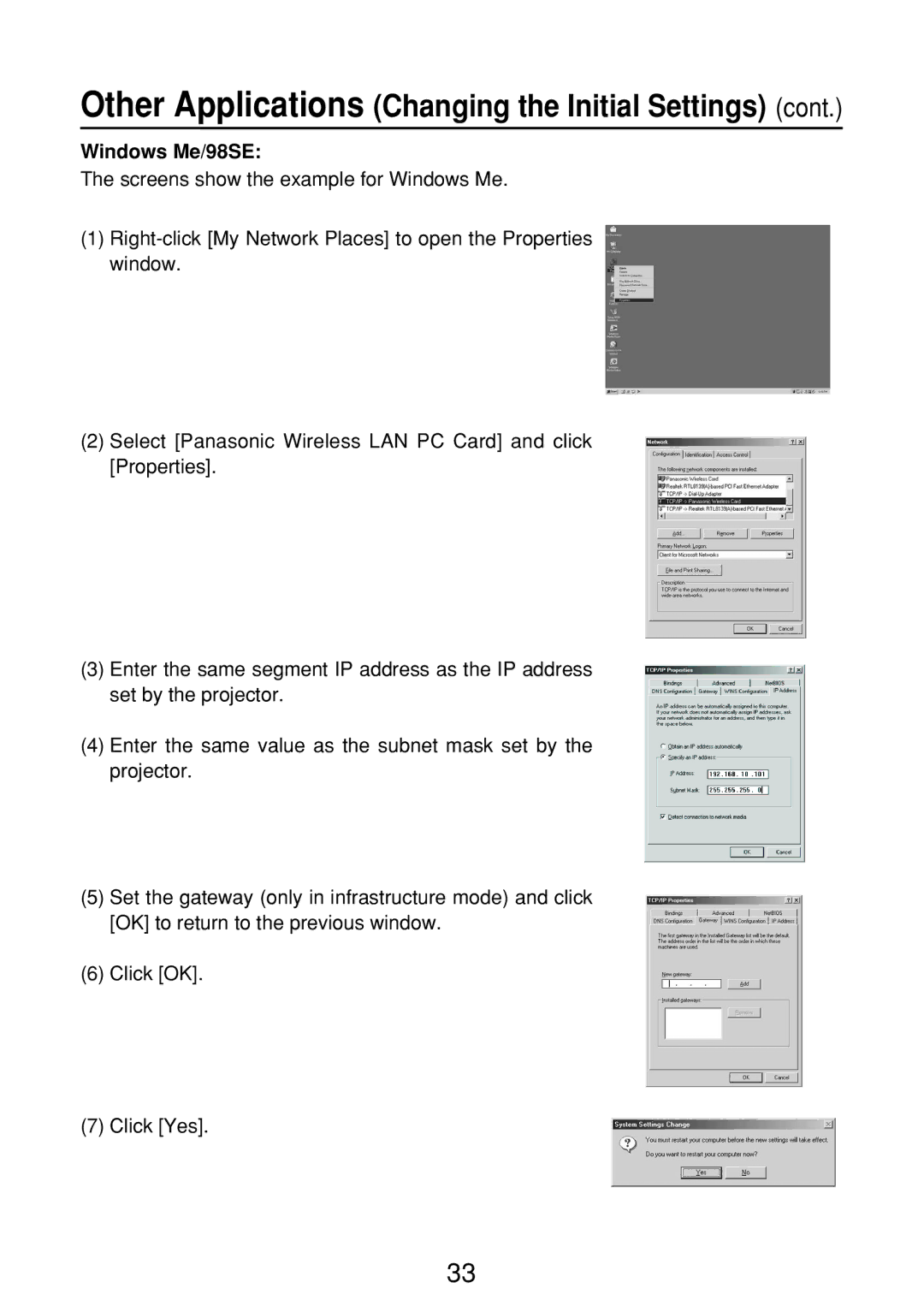 Panasonic ET-CDWL3U, ET-CDWL2U, FT-LB10NTU, N5HBD0000028 manual Windows Me/98SE 