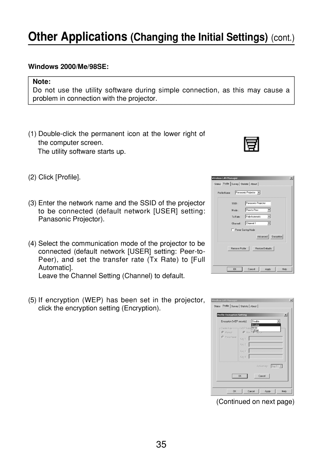 Panasonic N5HBD0000028, ET-CDWL2U, ET-CDWL3U, FT-LB10NTU manual Windows 2000/Me/98SE 