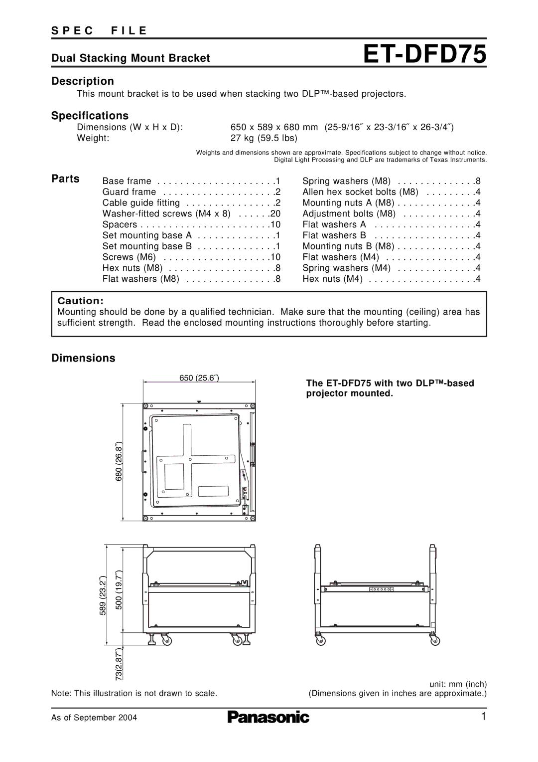 Panasonic ET-DFD75 specifications 