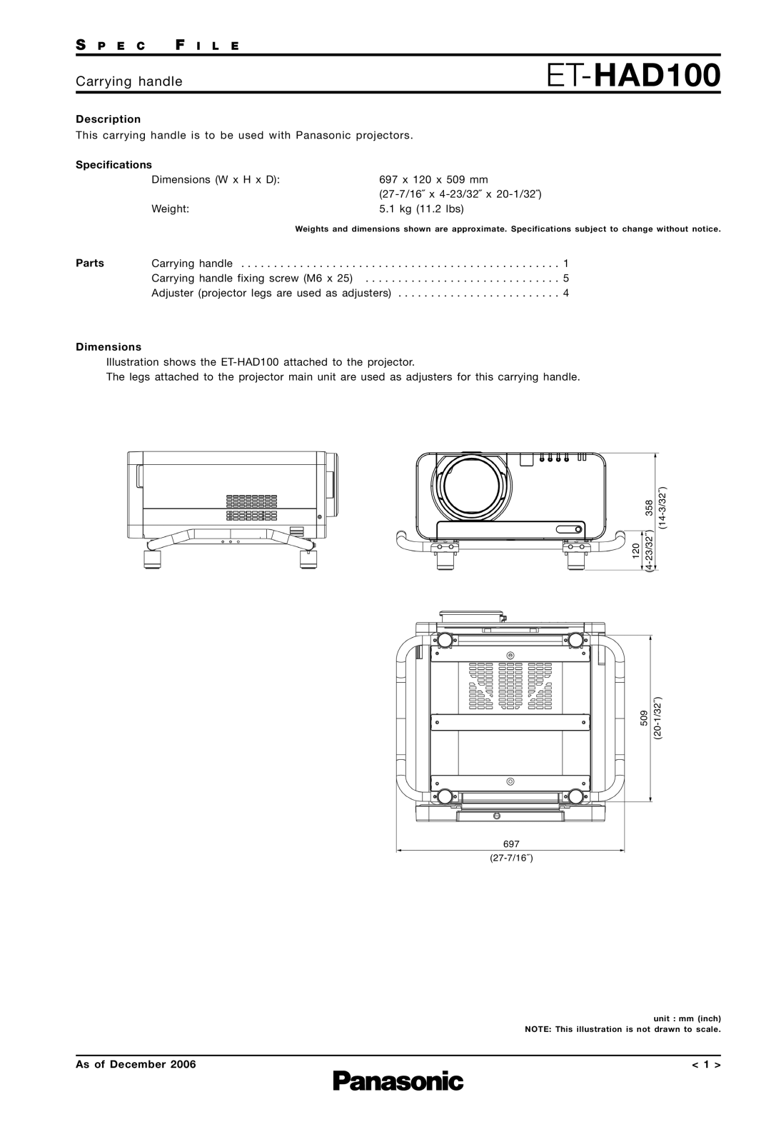 Panasonic ET-HAD100 specifications 