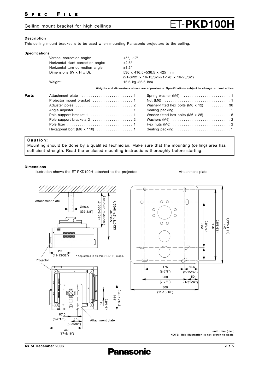 Panasonic ET-PKD100H specifications U t i o n 