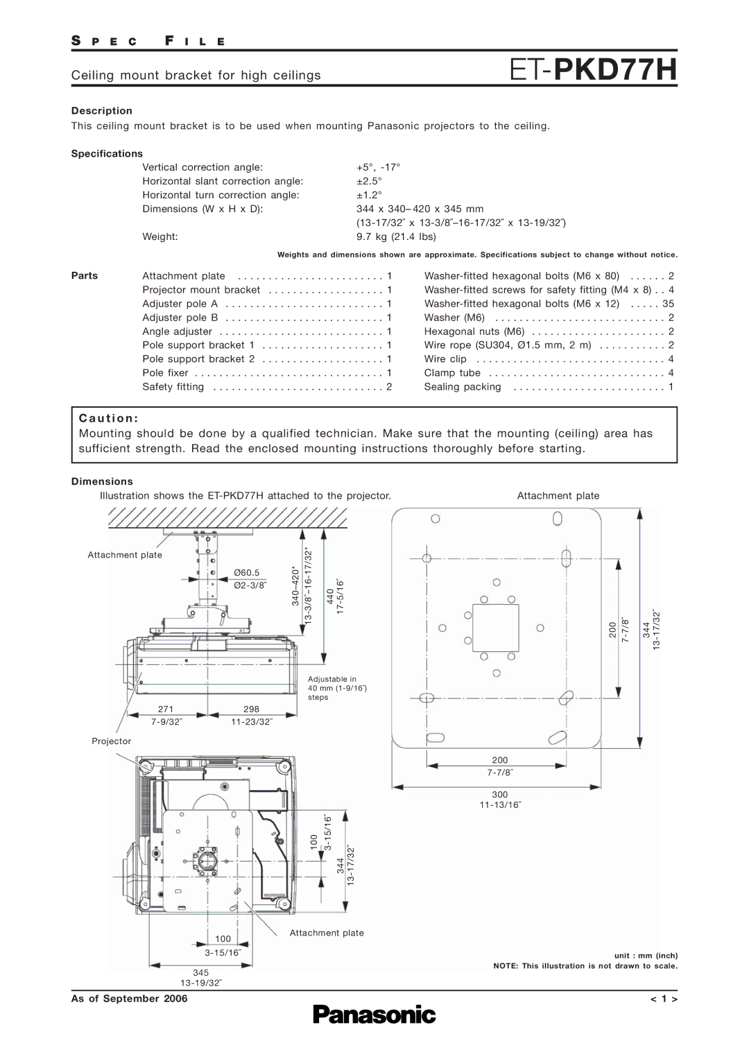 Panasonic ET-PKD77H specifications U t i o n 