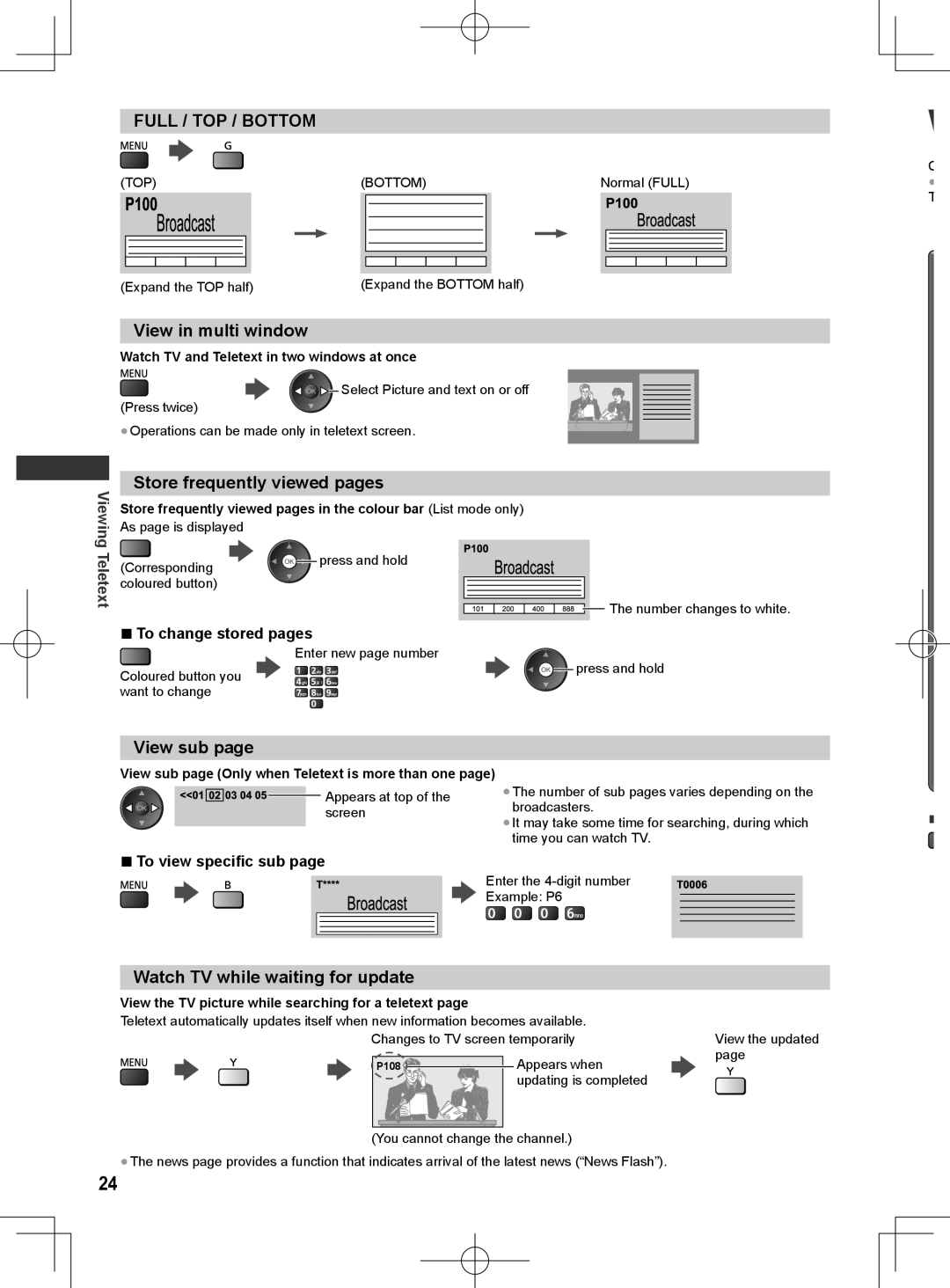 Panasonic ET5M series View in multi window, Store frequently viewed pages, View sub, Watch TV while waiting for update 