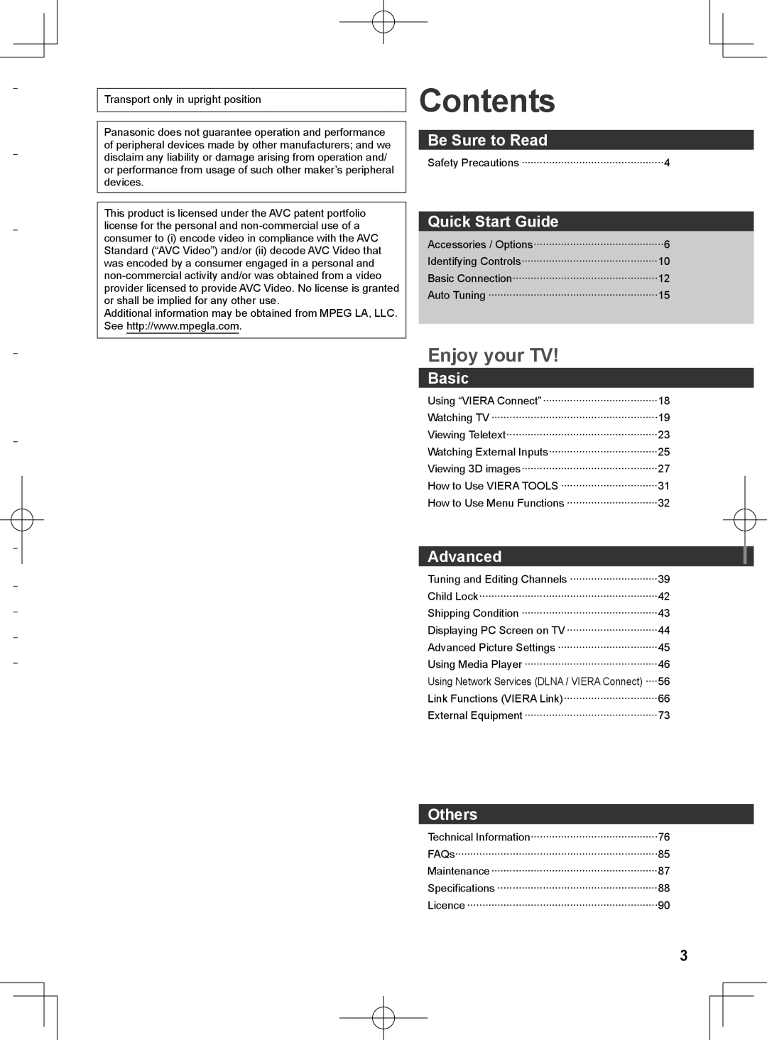 Panasonic ET5M series, ET5T series, ET5K series manual Contents 