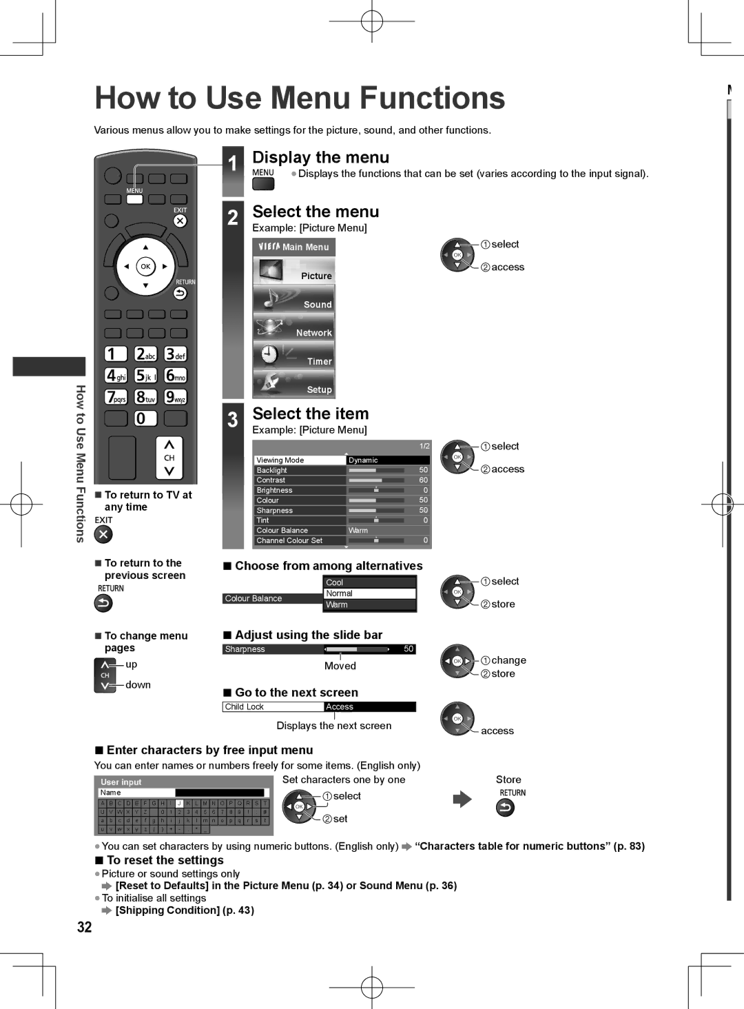 Panasonic ET5K series, ET5M series, ET5T series manual How to Use Menu Functions, Display the menu 