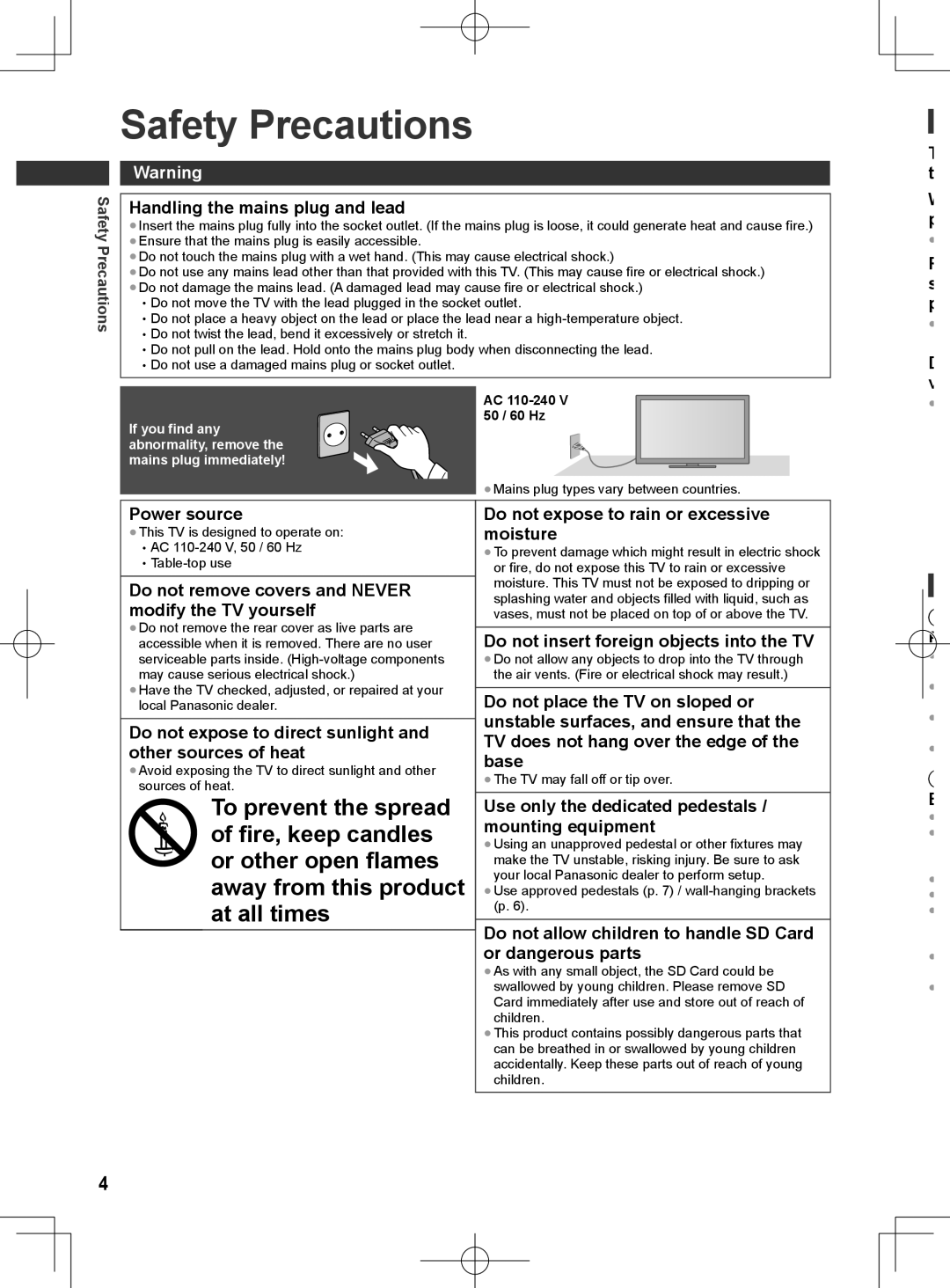 Panasonic ET5T series, ET5M series, ET5K series manual Safety Precautions 