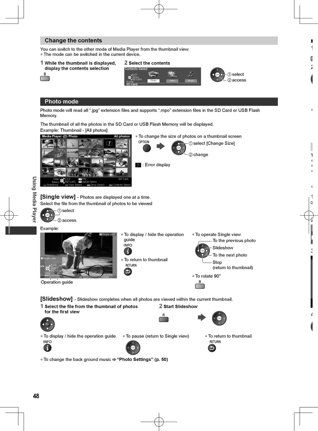 Panasonic ET5M series, ET5T series, ET5K series manual Change the contents, Photo mode 