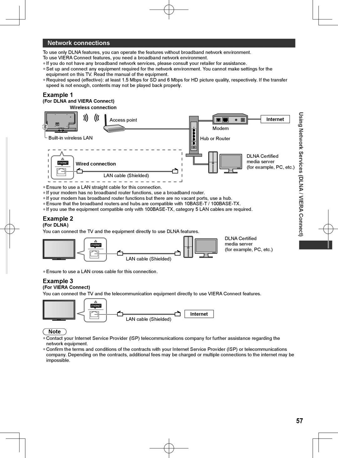 Panasonic ET5M series, ET5T series, ET5K series manual Network connections, Example, Using Network, Viera Connect 