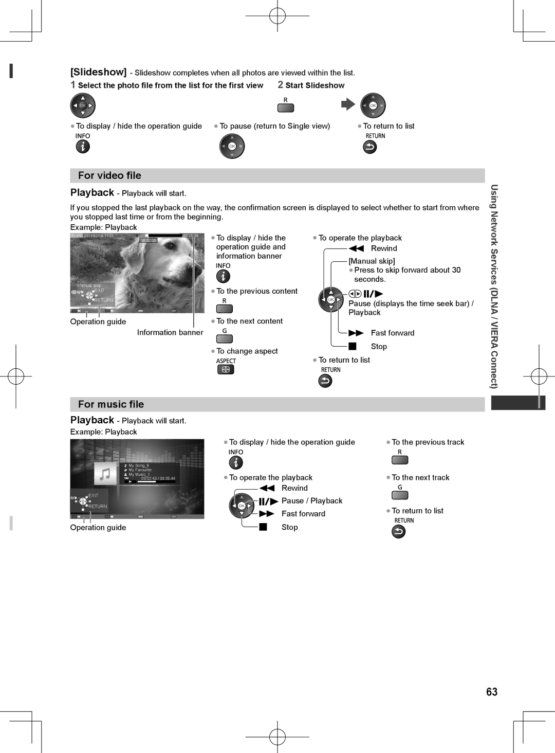 Panasonic ET5M series, ET5T series, ET5K series manual For video file, For music file, Using 