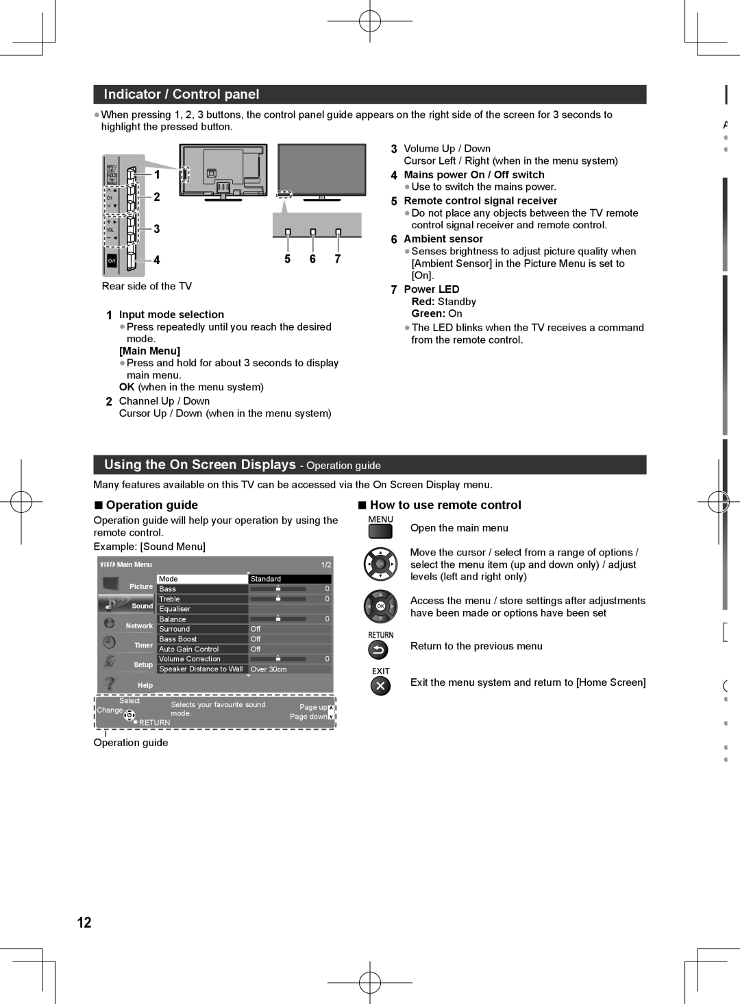 Panasonic ET60M Indicator / Control panel, Using the On Screen Displays Operation guide, How to use remote control 