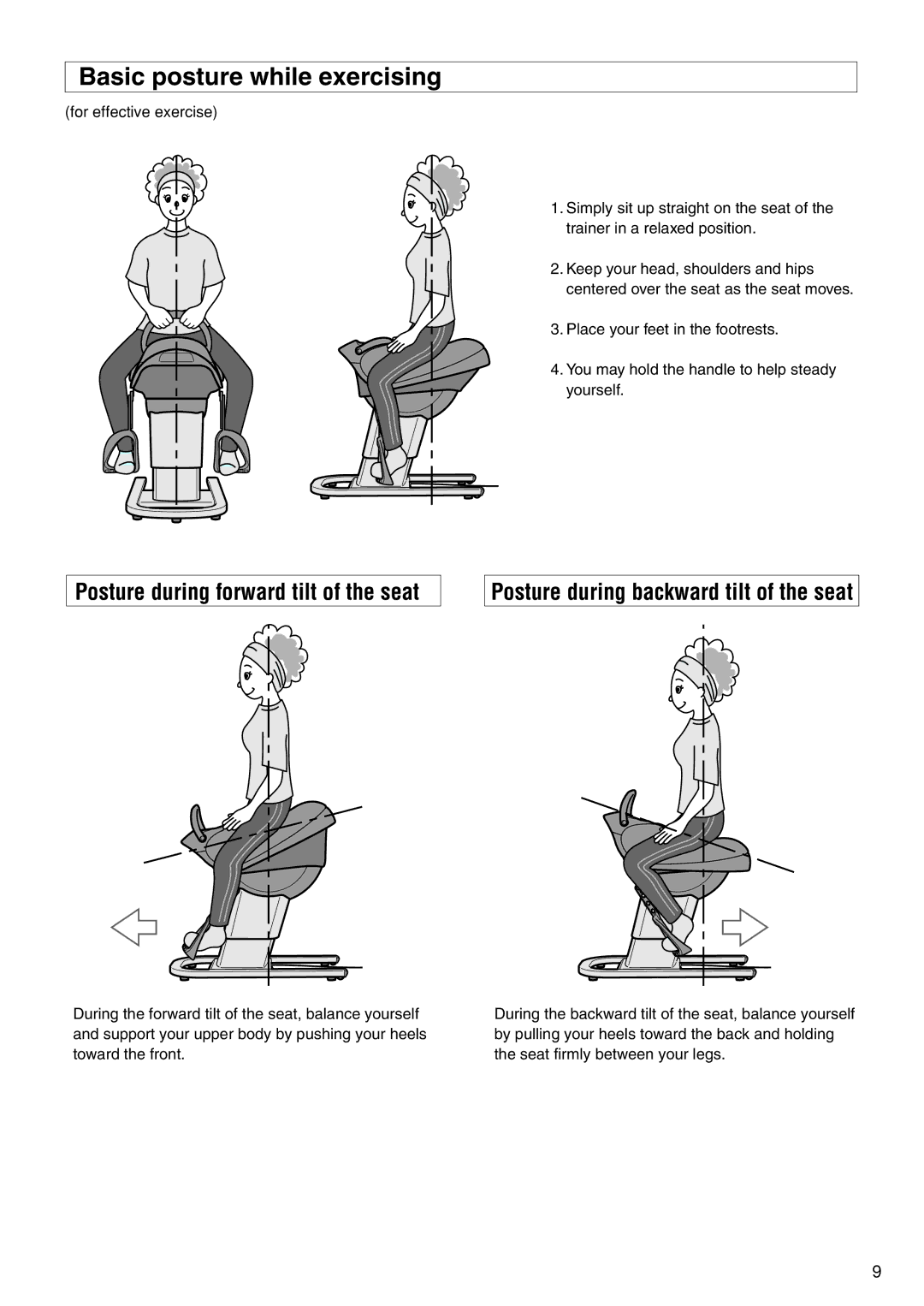 Panasonic EU6441 operating instructions Basic posture while exercising 