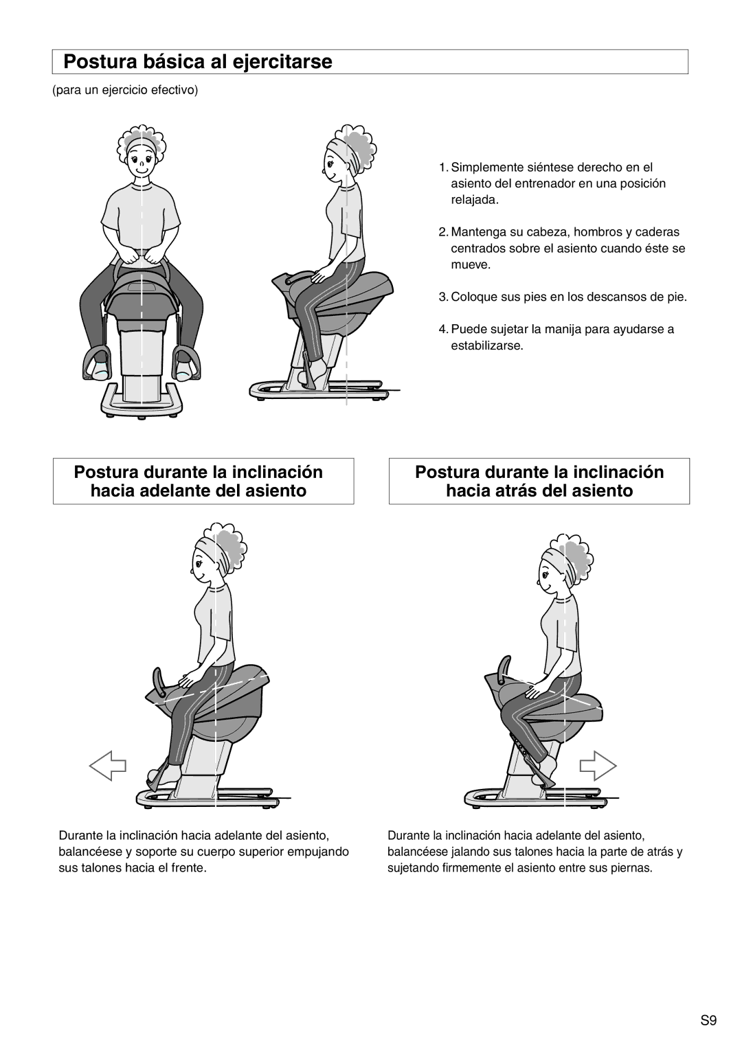 Panasonic EU6441 operating instructions Postura básica al ejercitarse 