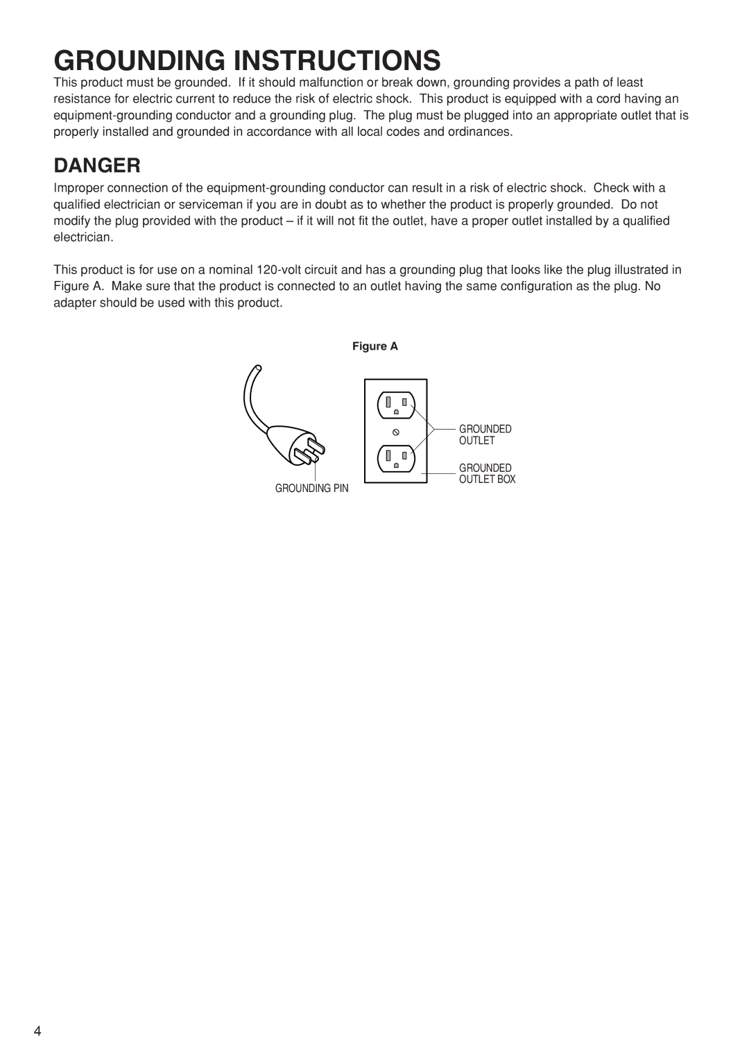 Panasonic EU6441 operating instructions Grounding Instructions, Figure a 