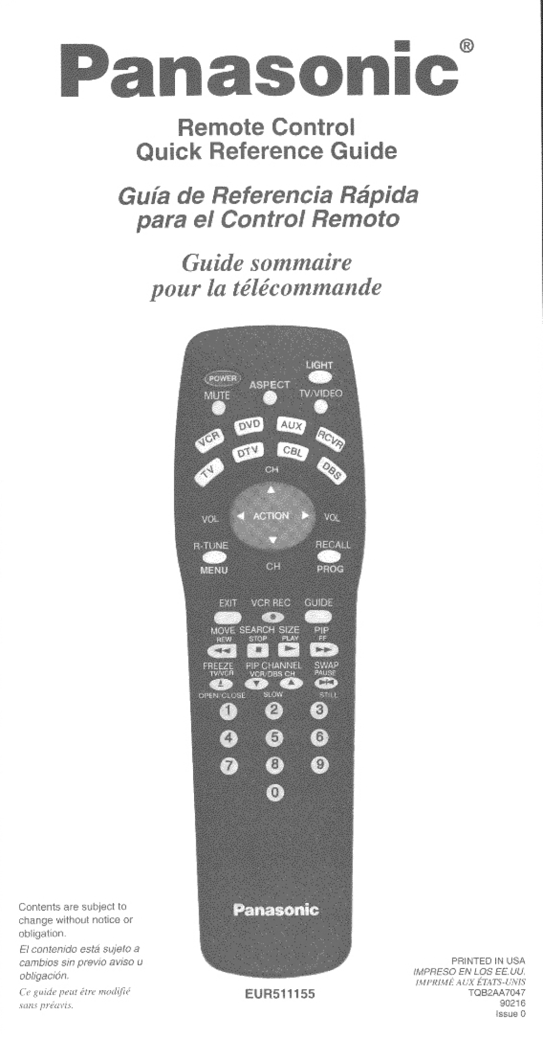 Panasonic EUR511155 manual 