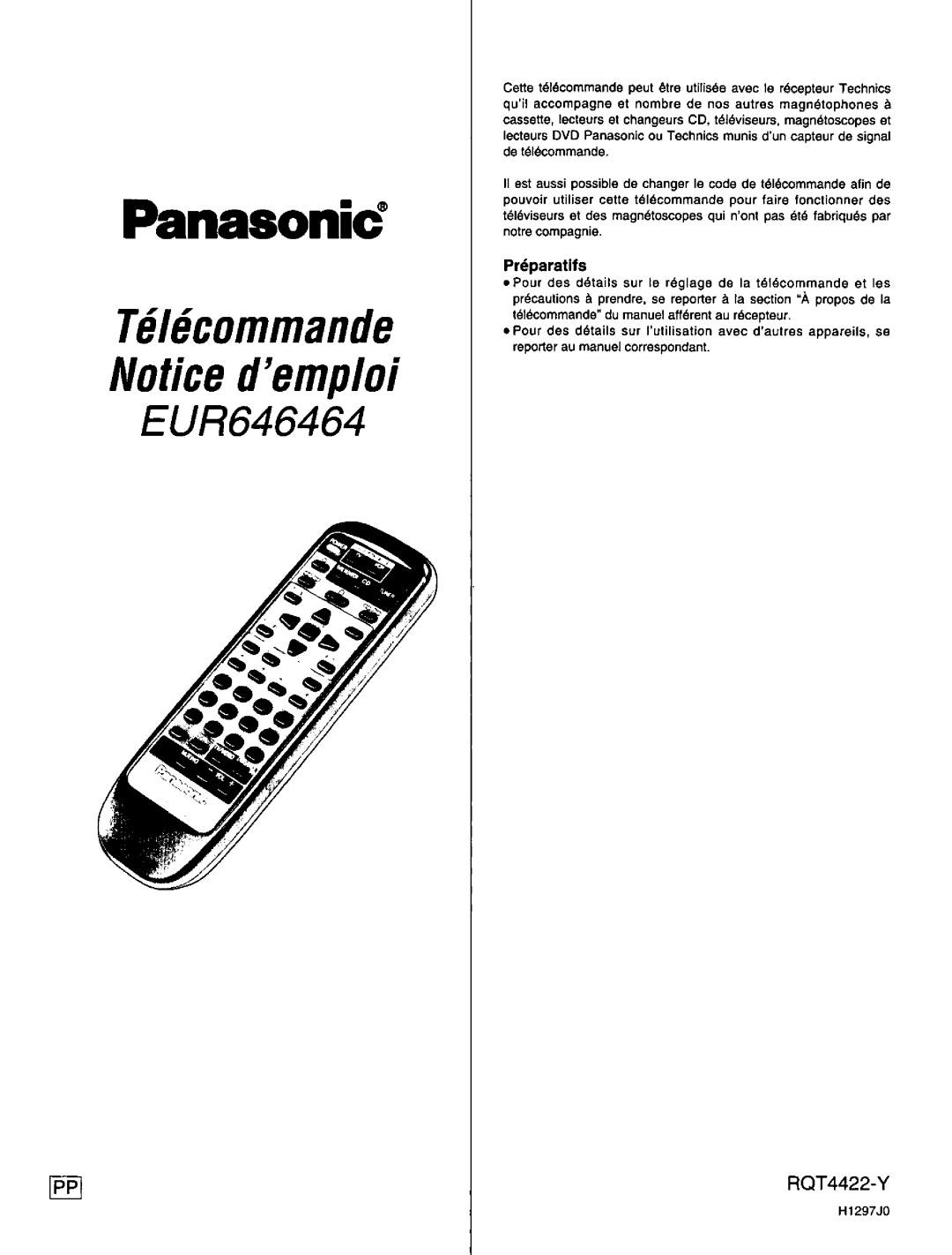 Panasonic EUR646464 manual 