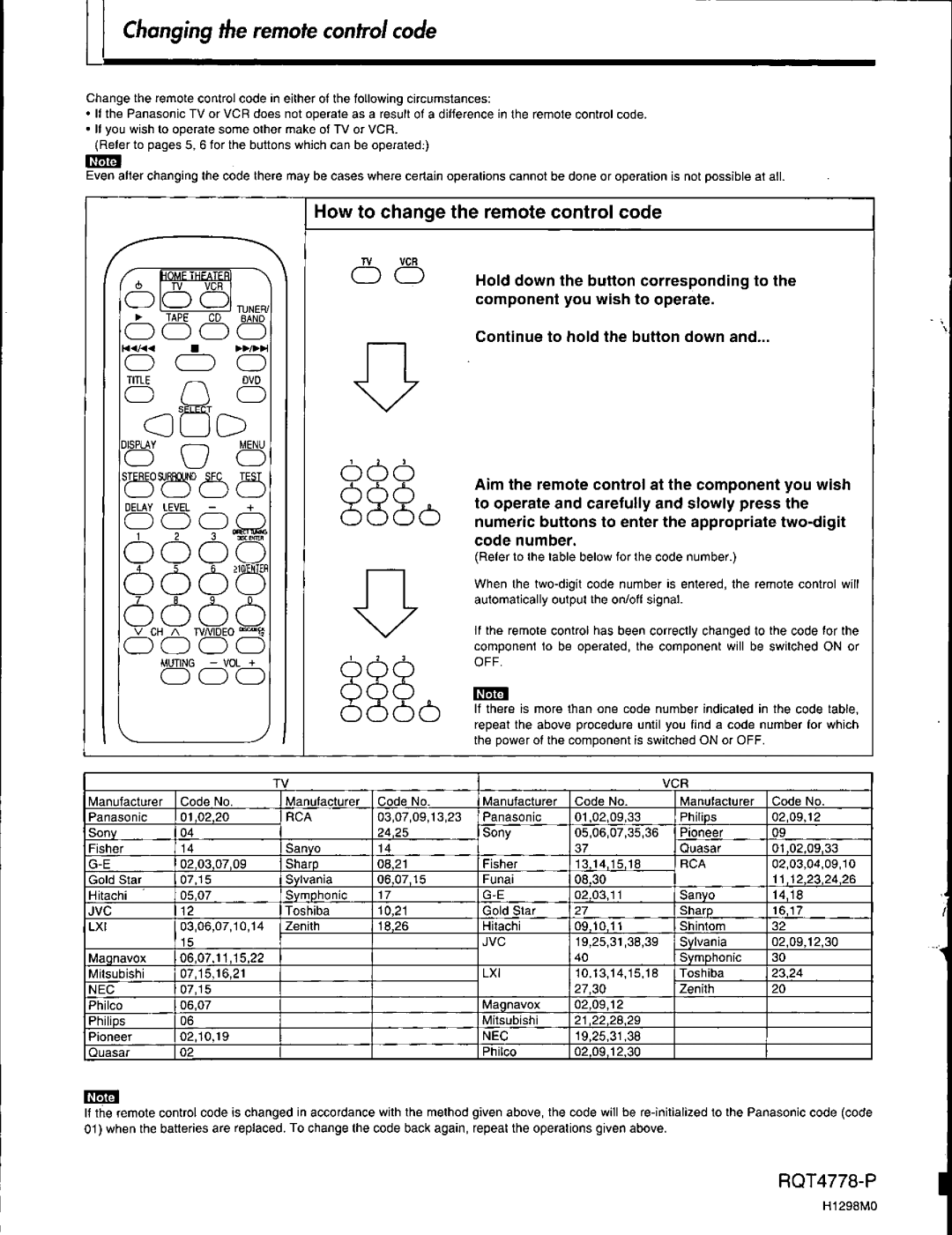 Panasonic EUR646494 manual 