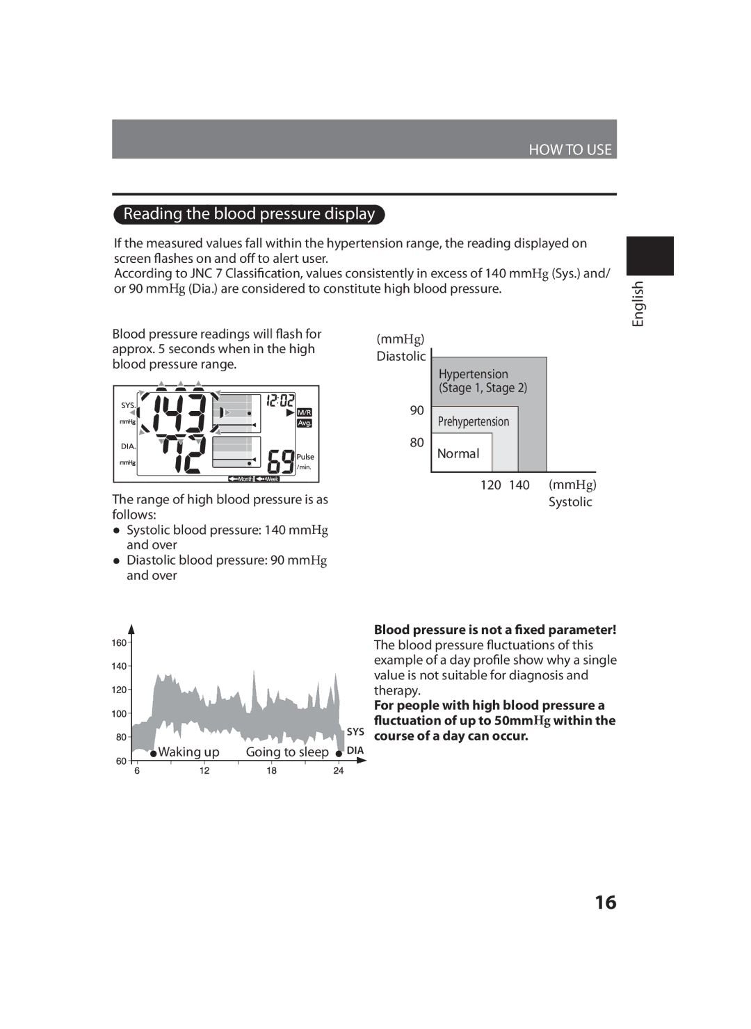 Panasonic EW-BU35 operating instructions Reading the blood pressure display 