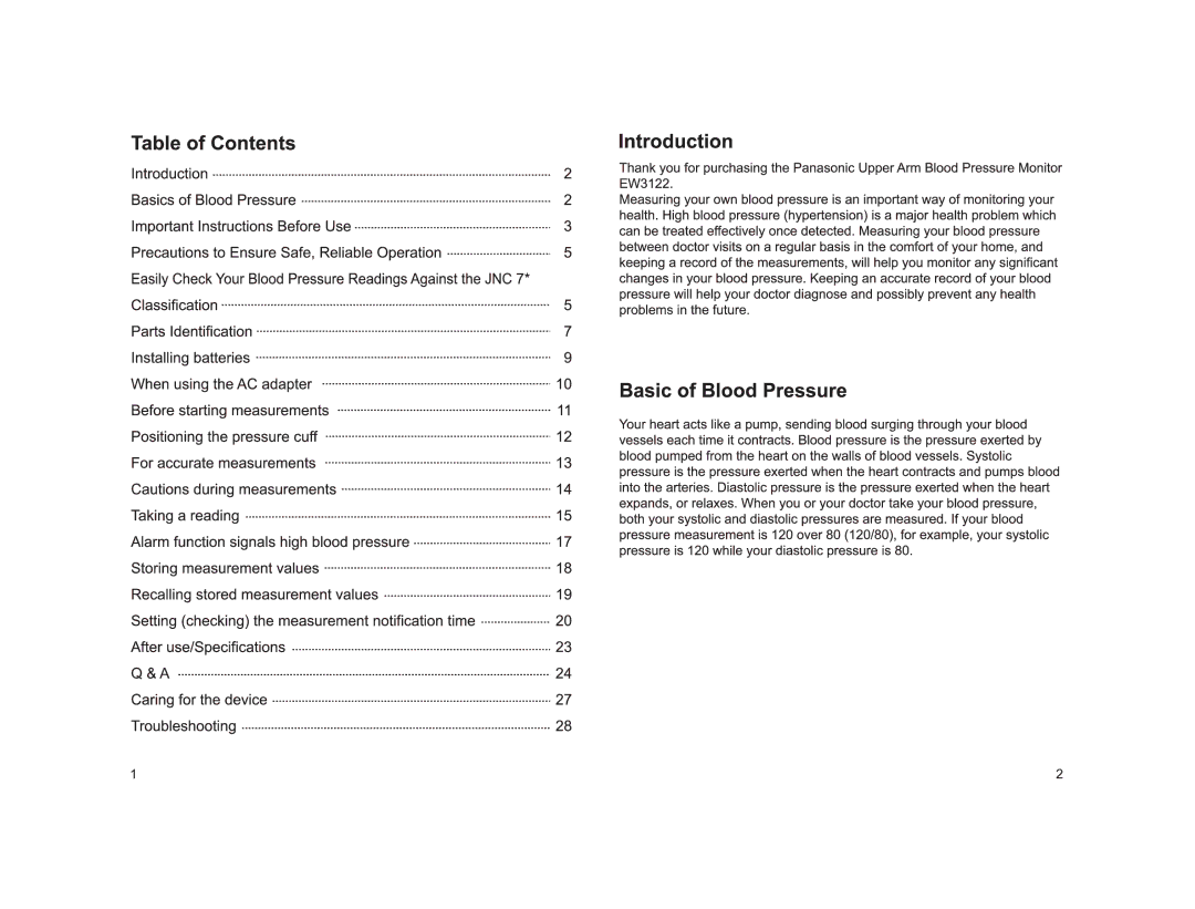 Panasonic EW3122S manual 