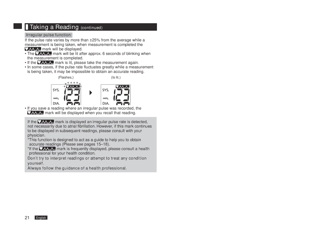 Panasonic EW3153W manual Irregular pulse function 