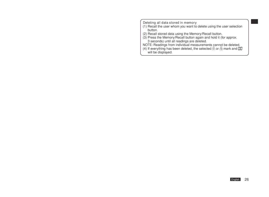 Panasonic EW3153W manual Deleting all data stored in memory 