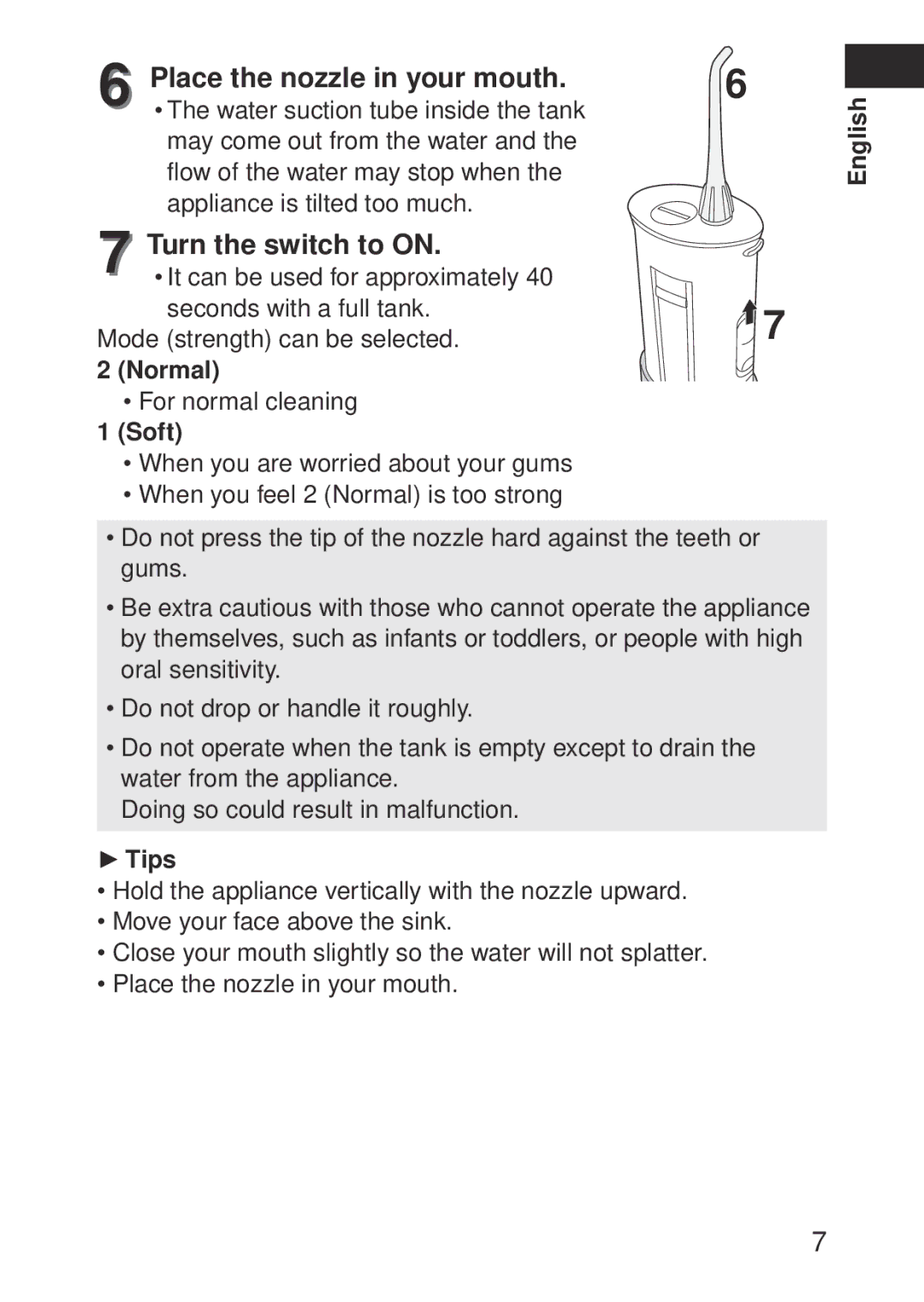 Panasonic EWDJ10A operating instructions Normal, Soft, Tips 