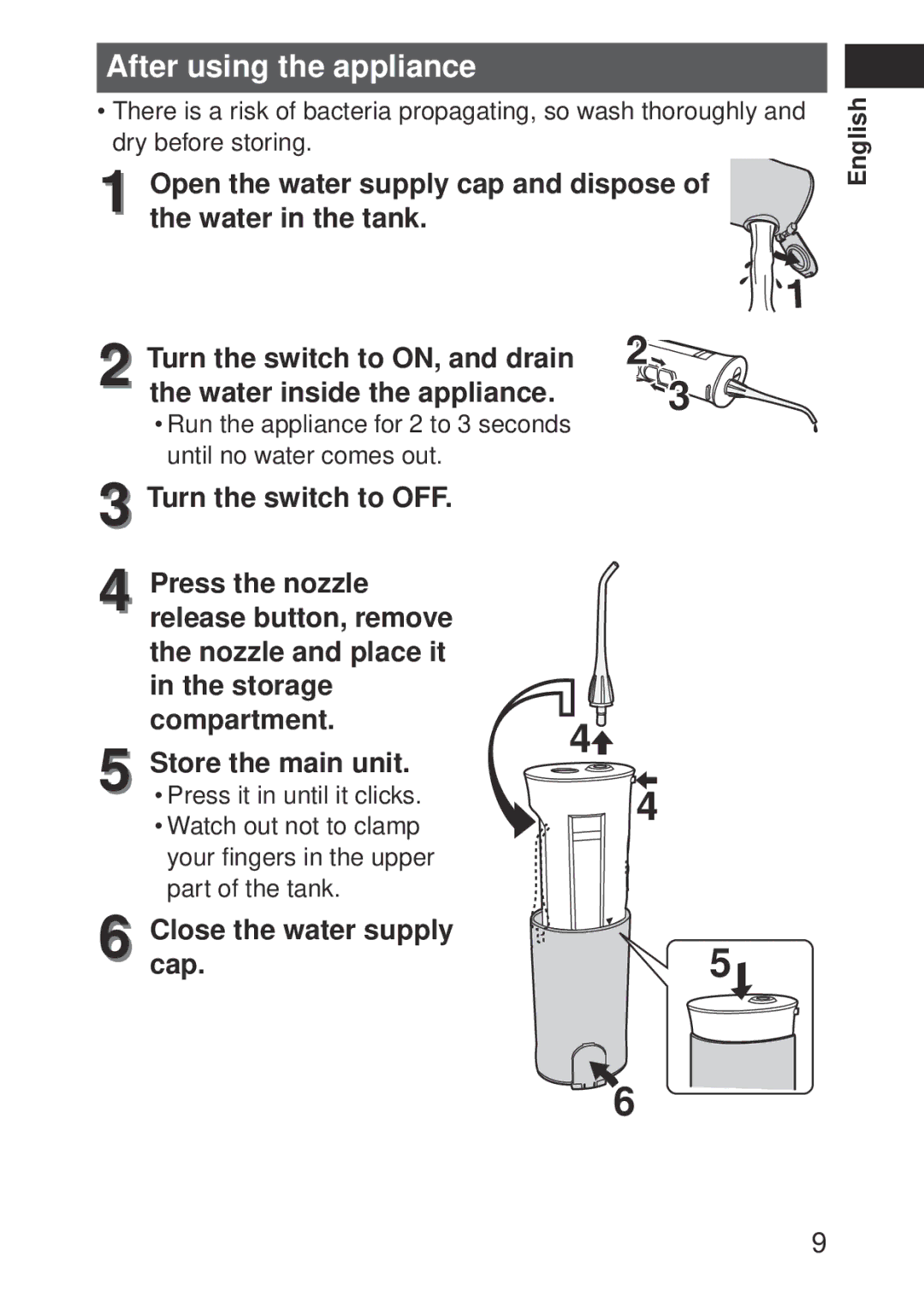 Panasonic EWDJ10A operating instructions After using the appliance 