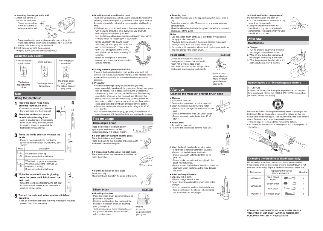 Panasonic EWDL91, EWDL90 operating instructions After use, Use, Tips on usage 