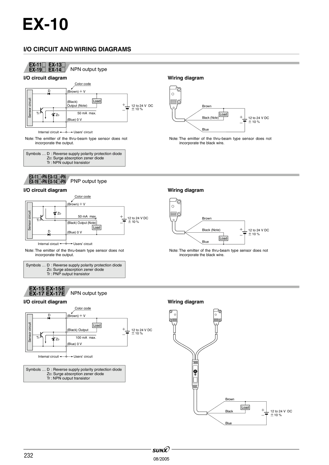 Panasonic EX-10 Series manual Circuit and Wiring Diagrams, EX-11EX-13, EX-15 EX-15E 