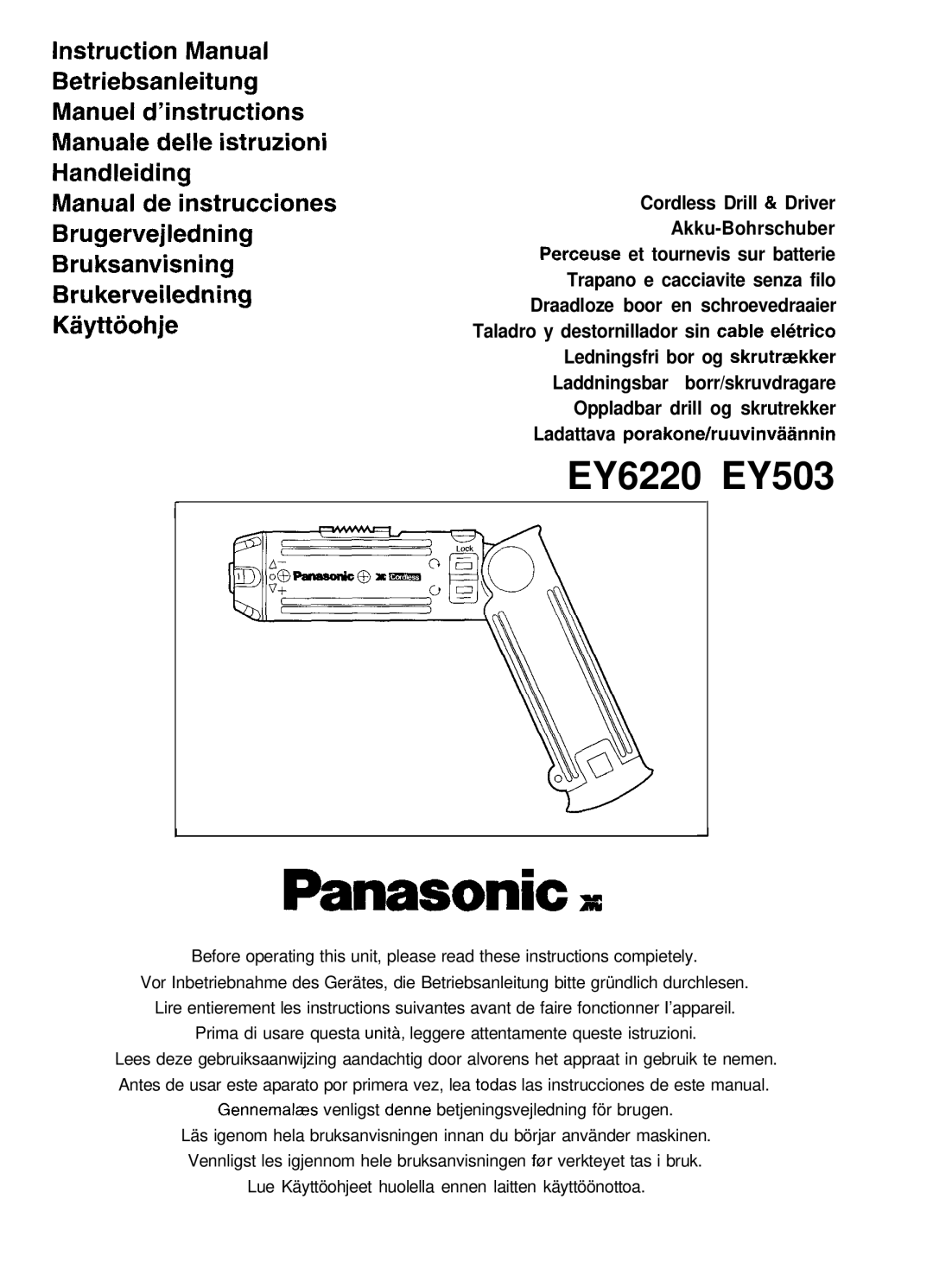 Panasonic EY 6220, EY 503 instruction manual EY6220 EY503 