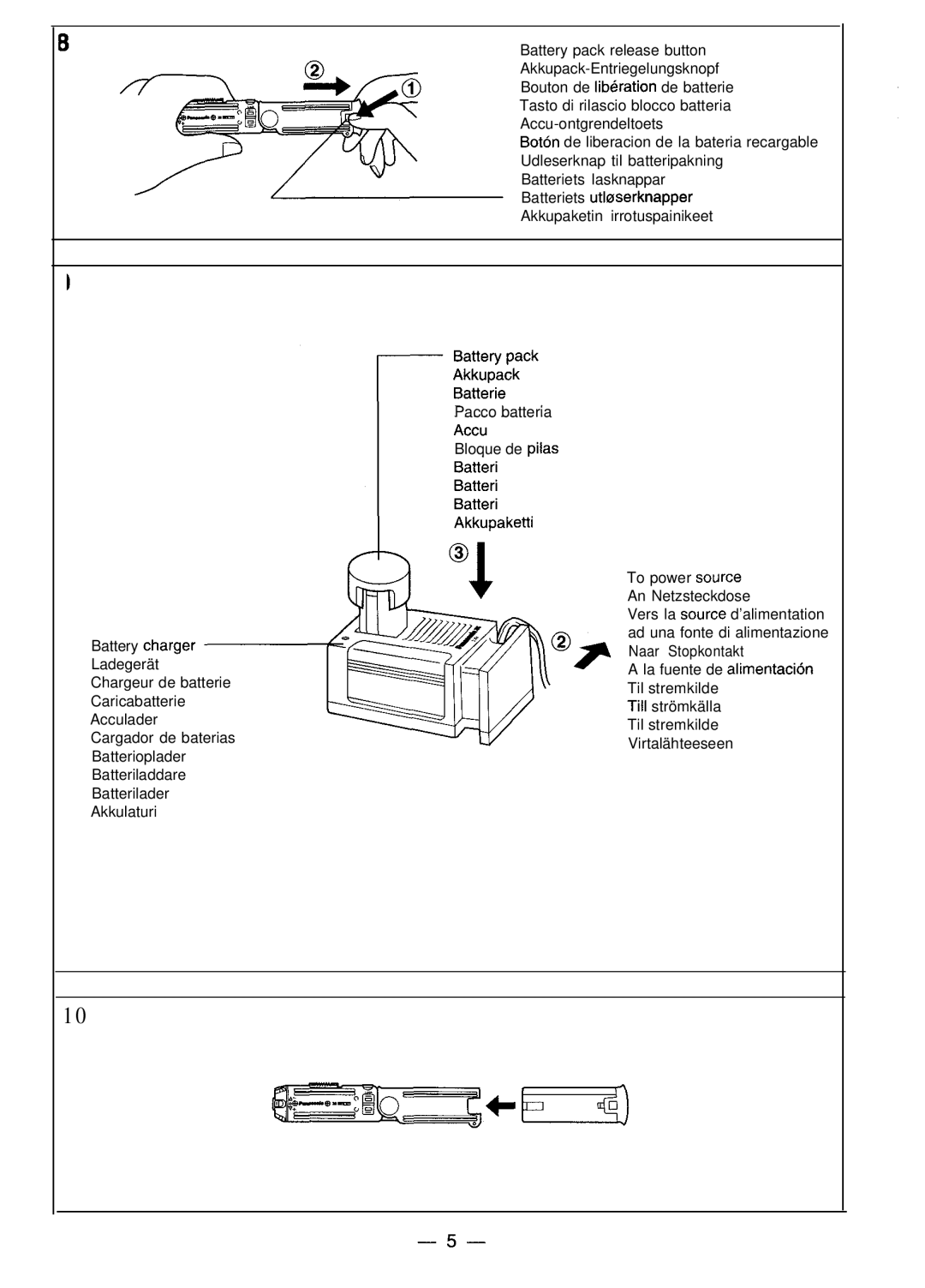 Panasonic EY 6220, EY 503 instruction manual Battery pack release button 