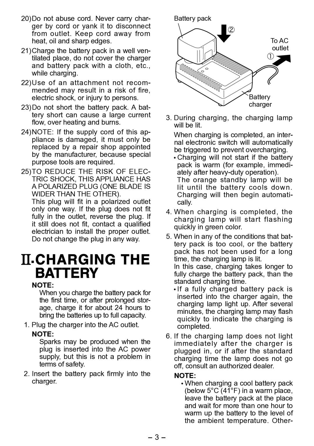 Panasonic EY0110 operating instructions Charging the Battery, During charging, the charging lamp will be lit 