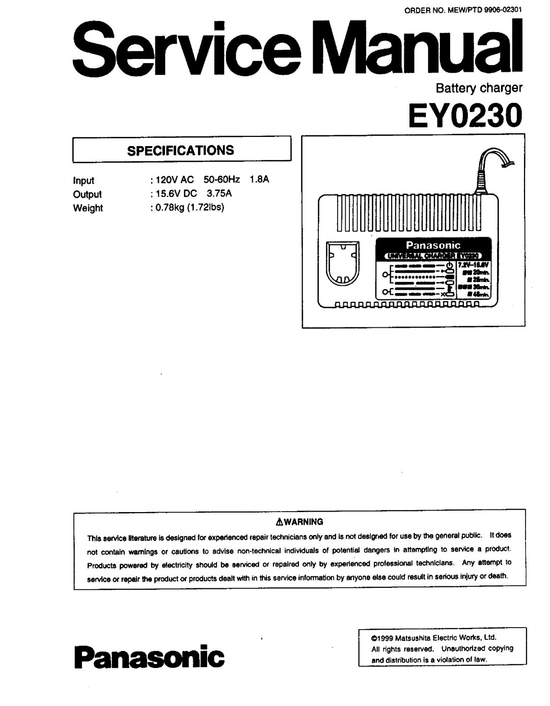 Panasonic EY0230 manual 