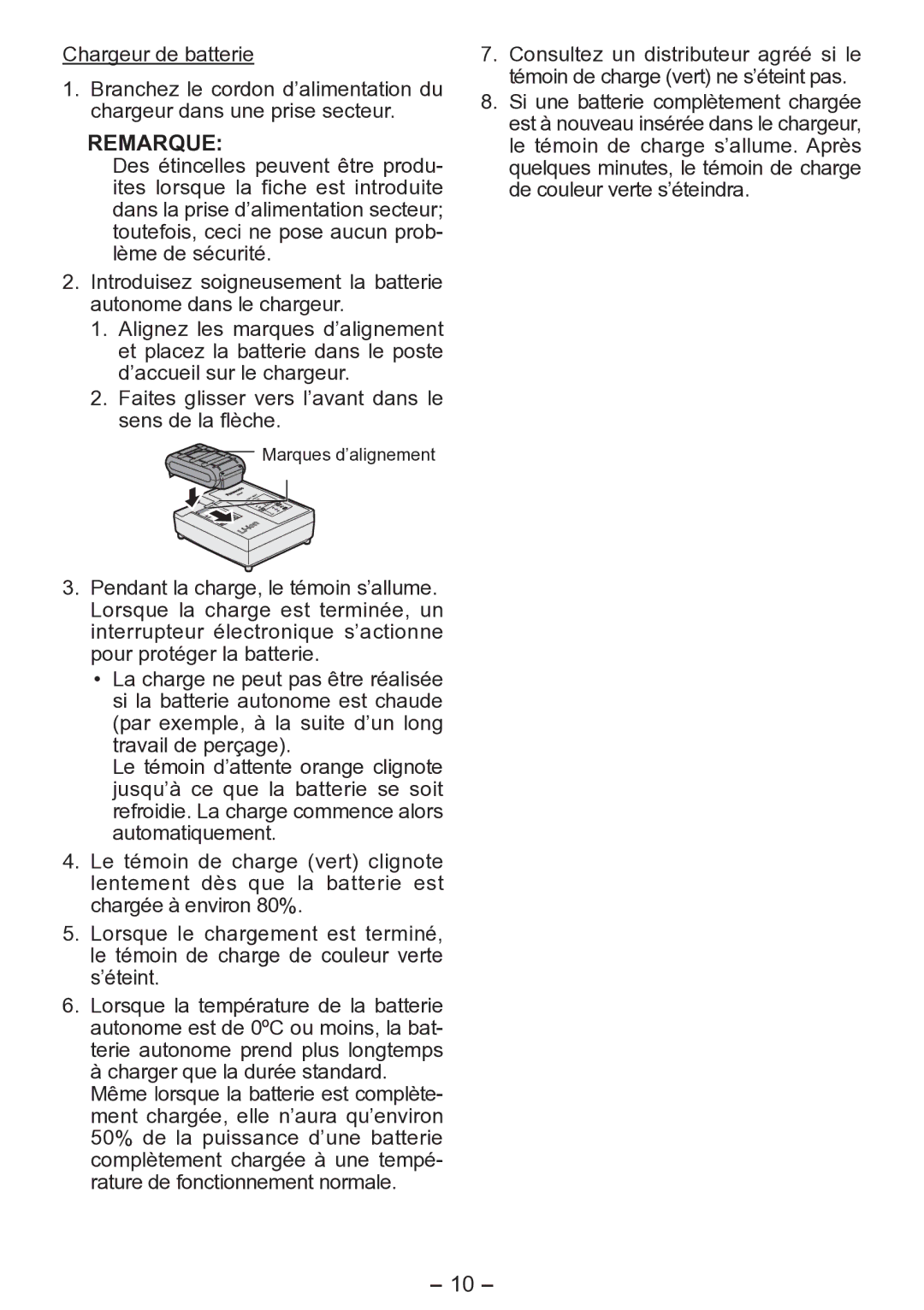 Panasonic EY0L81 operating instructions Marques d’alignement 