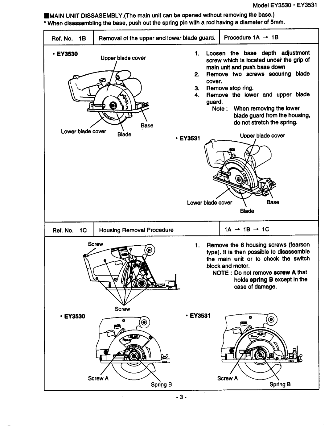 Panasonic ey3530, ey3531 manual 