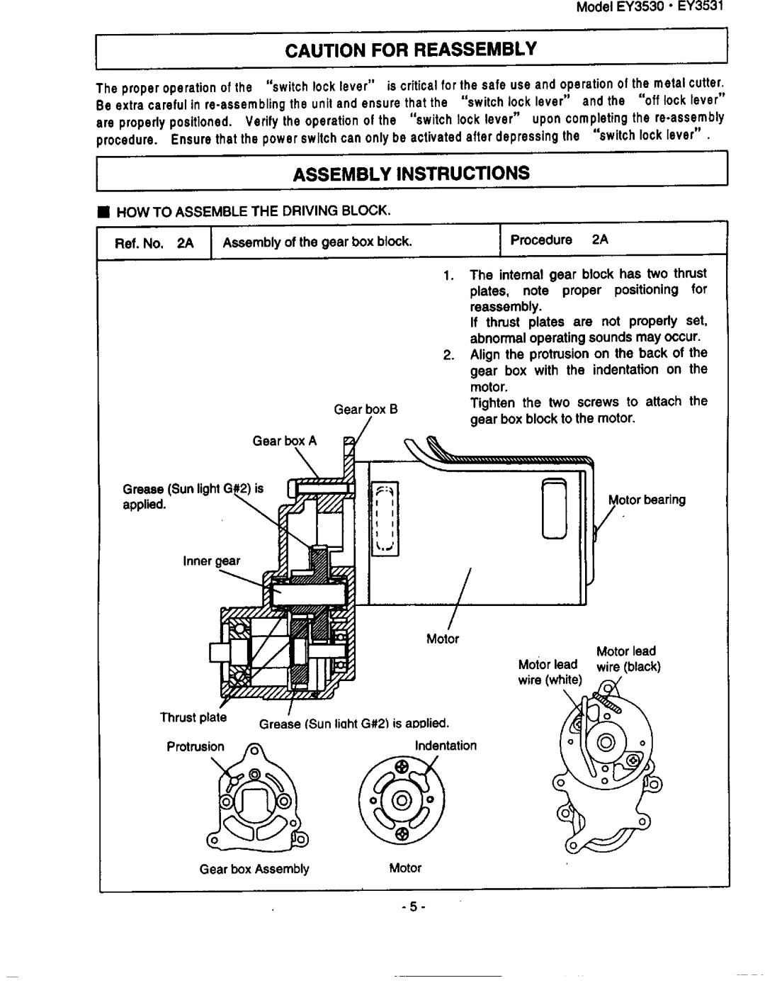 Panasonic ey3530, ey3531 manual 