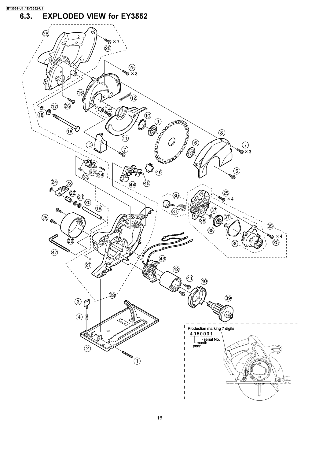 Panasonic EY3552-U1, EY3551-U1 specifications Exploded View for EY3552 